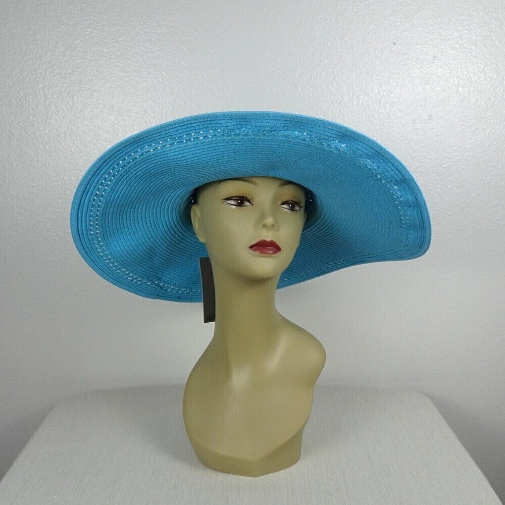 Nordstrom Rack Packable Floppy Hat Sun Hat Packable Blue Woven NWT - Picture 3 of 10